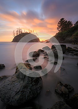 Sunset at a Rocky Beach, Northern California Coast