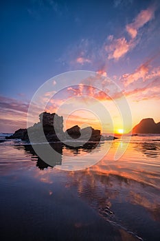 Sunset at a Rocky Beach, Northern California Coast