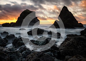 Sunset at a Rocky Beach, Northern California Coast