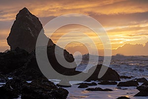 Sunset at a Rocky Beach, Northern California Coast