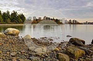 Sunset at a rocky beach, Stanley Park