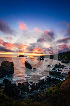 Sunset at a Rocky Pacific Northwest Beach