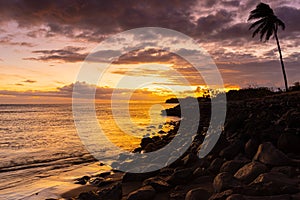 Sunset on The Rocky Shore Olowalu Beach