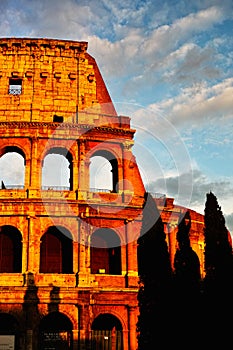 Sunset of Rome Colosseum