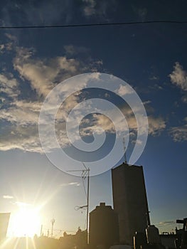 Sunset in the rooftop with cloudy sky