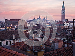 Sunset on the rooftops of Venice photo