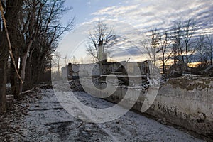 Sunset on the ruins of the locations of air defense S-75 