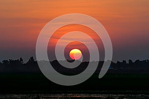 Sunset rural field landscape background