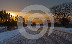 Sunset in rural Ukrainian area