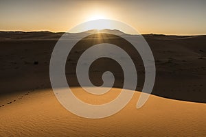 Sunset in Sahara desert, Morocco