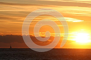 Sunset with sail boat