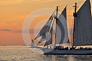 Sunset Sail Boat Schooner Tall Ship