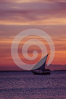 Sunset sail near Zanzibar Island