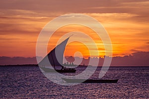 Sunset sail near Zanzibar Island