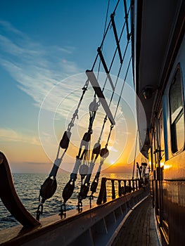 Sunset at the Sailboat deck while cruising