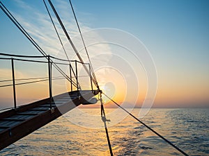 Sunset at the Sailboat deck while cruising