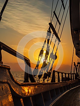 Sunset at the Sailboat deck while cruising