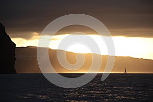 Sunset sailing in the Acores photo