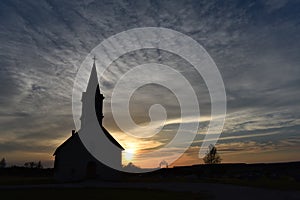 Sunset on Saint Olaf Church in Cranfills Gap Texas