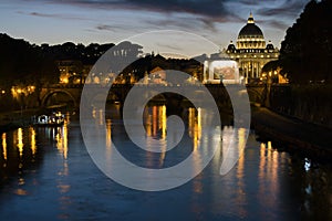 The sunset with the Saint Peters Basilica