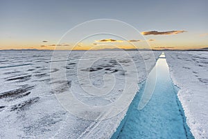 Sunset in Salinas Grandes in Jujuy, Argentina.