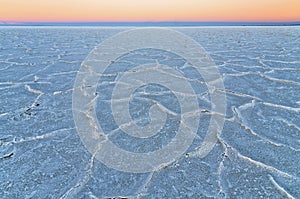 Sunset in the salt desert in Bolivia