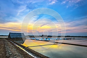 Sunset on salt fields