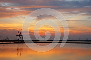 Sunset in the salt fields