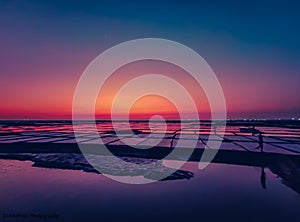 Sunset in the saltfield of Maheshkhali