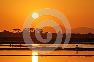 Sunset at the saltpans of Trapani