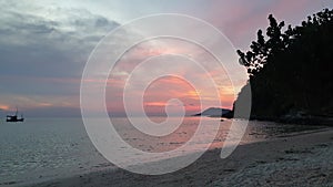 Sunset samed island Thailand beach landscape with beautiful pastel sky