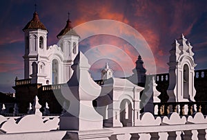 Sunset at San Felipe Neri monastery in Sucre, Bolivia