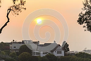 Sunset in San Francisco neighborhood in center city