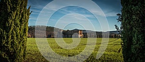 Sunset on San Galgano Abbey, Tuscany