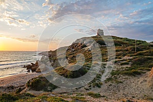 Sunset in San Giovanni di Sinis, Sardinia, Italy photo