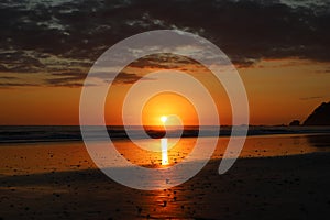 Sunset in San Josecito beach in Corcovado National Park in Costa Rica