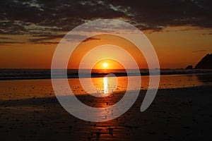 Sunset in San Josecito beach in Corcovado National Park in Costa Rica