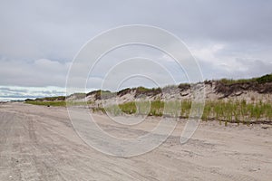 Sunset in the sand dunes beach on the Cape Cod National Seashore