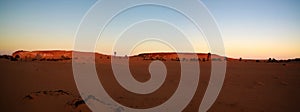 Sunset at sandstone formation in the Sahara desert Ennedi, Chad