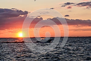 Sunset in Sandusky bay on Lake erie