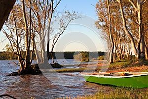 Sunset on the sandy beaches of the Uruguay River