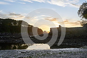 Sunset in Santa Cruz beach in Santa Cruz Galicia, Spain