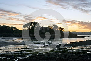 Sunset in Santa Cruz beach in Santa Cruz Galicia, Spain