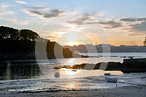 Sunset in the Santa Curz beach in Santa Cruz Galicia, Spain