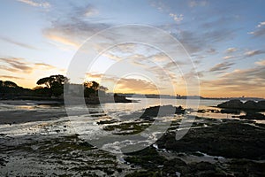 Sunset in the Santa Curz beach in Santa Cruz Galicia, Spain