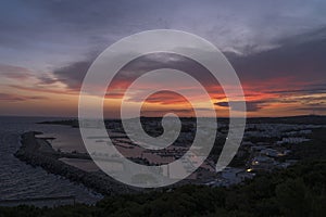 Sunset at Santa Maria di Leuca. Santa Maria di Leuca, Colonna Corinzia - Salento, Lecce, Apulia, Italy . Religious symbol,