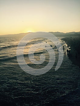 Sunset at Santa Monica Beach