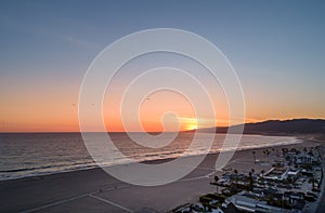 Sunset in Santa Monica, Los Angeles, California photo