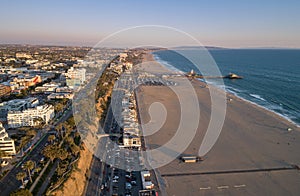 Sunset in Santa Monica, Los Angeles, California photo