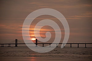 Sunset Scene with Bandra Worli Sea link background, Mumbai